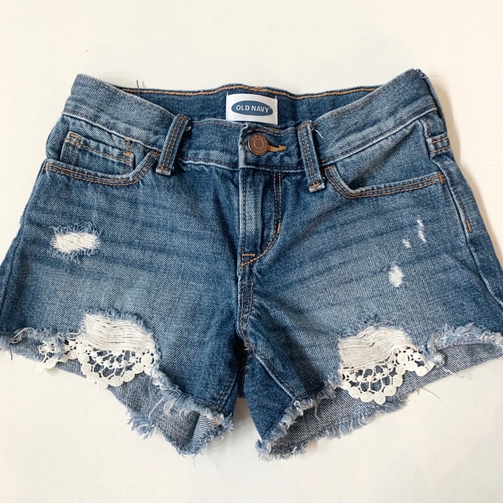Old Navy mid wash denim ripped shorts
